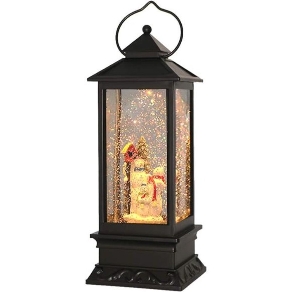 Christmas Snow Globe Lantern with Music, Battery Operated Lighted Swirling